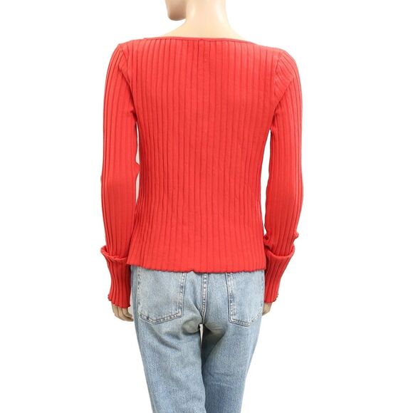 Free People Tilly Long-Sleeve Cardi Blouse Top Knit Ribbed Buttondown XS 282719 - Picture 8 of 9